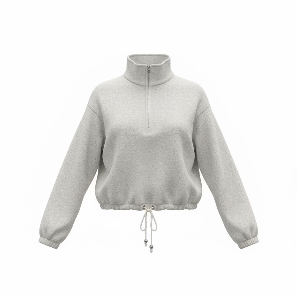 One Step Up VTG Women Fleece Quarter Zip Pullover Sweatshirt Light Tan Size L‎